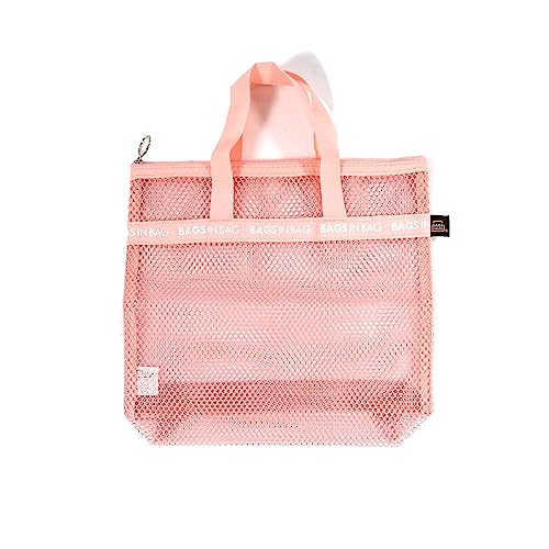 Mesh Travel Shower Caddy Tote Bag for Gym, Swim, Dorms, Bathrooms | 10"x10"x 2.5" | Pink