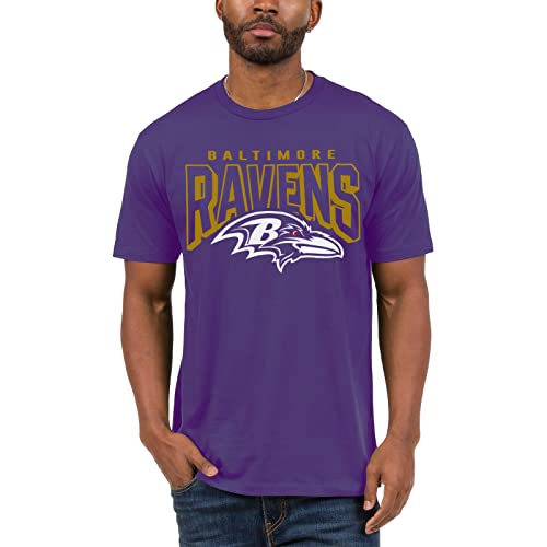 Junk Food Clothing x NFL - Baltimore Ravens - Bold Logo - Unisex Adult Short Sleeve Fan T-Shirt for Men and Women - Size 3X-Large