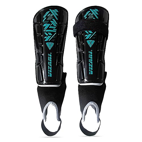 Vizari Malaga Soccer Shin Guard for Kids| Youth Soccer Shin Guard | Lightweight and Breathable Child Calf Protective Gear Soccer Equipment | Black | XX - Small