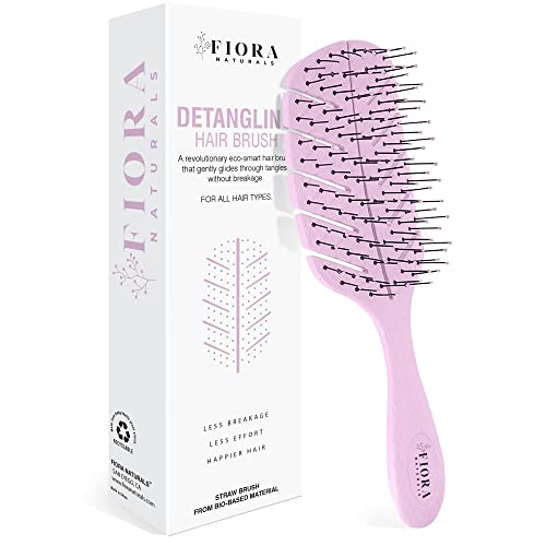 Detangler Brush by Fiora Naturals - 100% Bio-Friendly Detangling brush w/Ultra-Soft Bristles - Glide Through Tangles with Ease - For Curly, Straight, Black Natural, Women, Men, Kids - Dry and Wet Hair