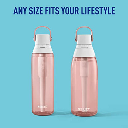 Brita Premium Filtered Water Bottle with Straw, Reusable, BPA Free Plastic, Blush, 26 Ounce,1 count