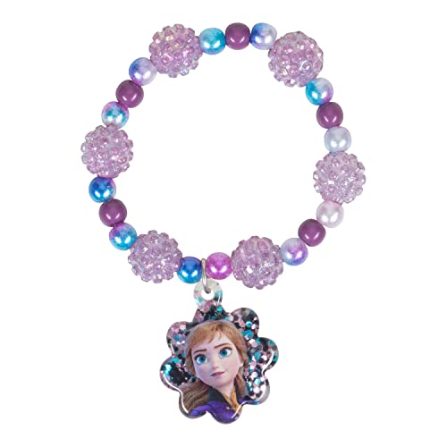 LUV HER Frozen 2 Girls 3 Piece Princess Toy Jewelry Box Set with Purple Bead Necklace, Bracelet and Ring - Play Accessories - Ages 3+