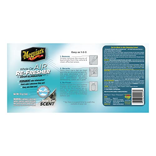 Meguiar's Whole Car Air Refresher, Odor Eliminator Spray Eliminates Strong Vehicle Odors, New Car Scent - 2 Oz Spray Bottle