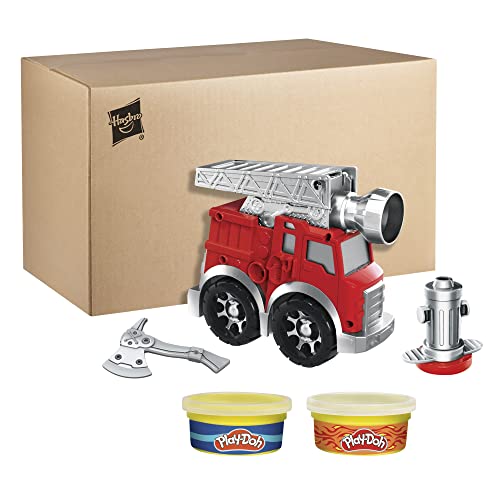 Play-Doh Wheels Fire Engine Playset with 2 Non-Toxic Modeling Compound Cans Including Water and Fire Colors, Firetruck Toy for Kids 3 and Up