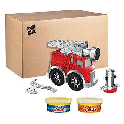 Play-Doh Wheels Fire Engine Playset with 2 Non-Toxic Modeling Compound Cans Including Water and Fire Colors, Firetruck Toy for Kids 3 and Up