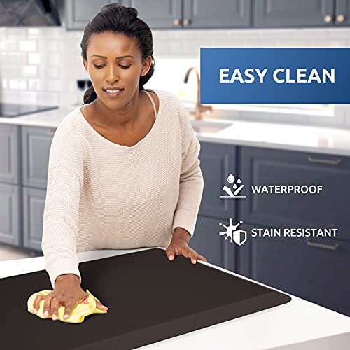 KitchenClouds Kitchen Mat Cushioned Anti Fatigue Kitchen Rug 17.3"x60" Waterproof Non Slip Kitchen Rugs and Mats Standing Desk Mat Comfort Floor Mats for Kitchen House Sink Office (Chocolate)