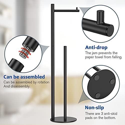 Toilet Paper Holder Stand, Bathroom Toilet Paper Roll Holder Stand with Reserve, Standing Toilet Paper Holder with Storage