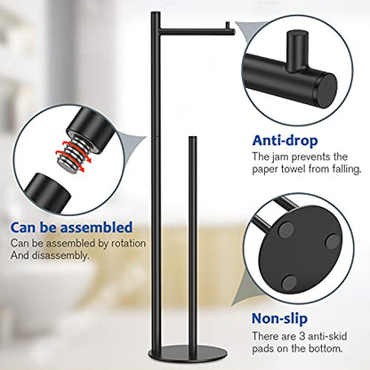 Toilet Paper Holder Stand, Bathroom Toilet Paper Roll Holder Stand with Reserve, Standing Toilet Paper Holder with Storage