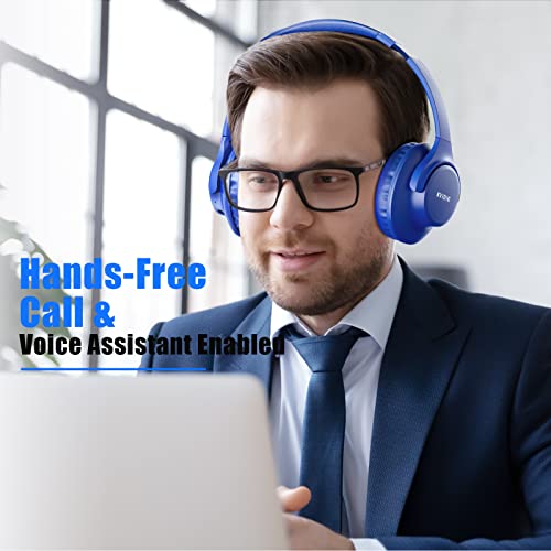 KVIDIO [Updated] Bluetooth Headphones Over Ear, 65 Hours Playtime Wireless Headphones with Microphone,Foldable Lightweight Headset with Deep Bass,HiFi Stereo Sound for Travel Work Laptop PC Cellphone