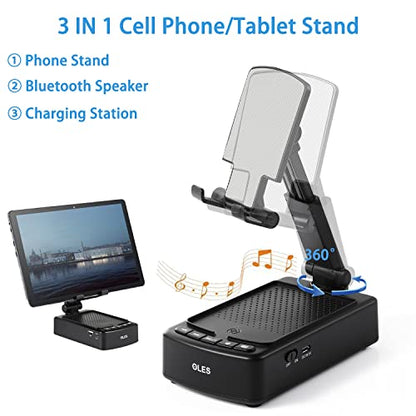 Gifts for Men, OLES Mobile Phone Stand with Bluetooth for Him Dad Women Who Want Nothing, Adjustable Tablet Holder with Wireless Speaker, Tech Gadgets for Table Desk, Unique Ideal