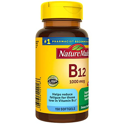 Nature Made Vitamin B12 1000 mcg, Dietary Supplement for Energy Metabolism Support, 150 Softgels, 150 Day Supply