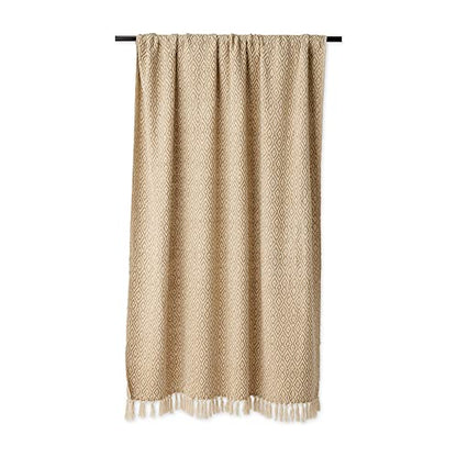 DII Rustic Farmhouse Double Diamond Woven Throw, 50x60, Stone