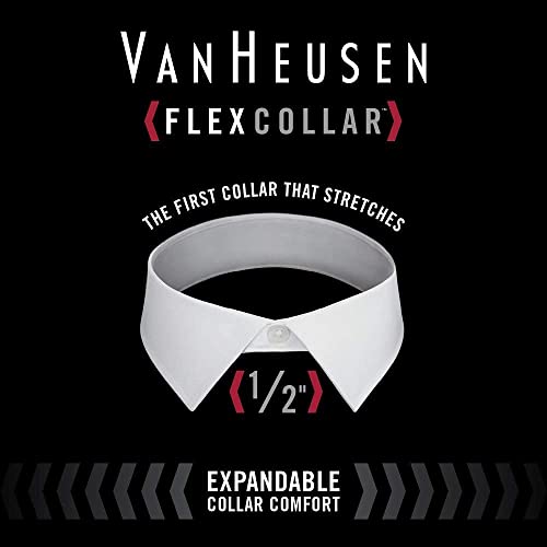 Van Heusen Men's FIT Dress Shirt Flex Collar Stretch Solid (Big and Tall), Black, 20" Neck 34"-35" Sleeve