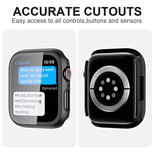 2 Pack Case with Tempered Glass Screen Protector for Apple Watch Series 6/5/4/SE 40mm,JZK Slim Guard Bumper Full Coverage Hard PC Protective Cover HD Ultra-Thin Cover for iWatch 40mm,Starlight+Clear