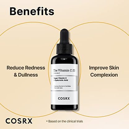 COSRX Pure Vitamin C Serum with Vitamin E & Hyaluronic Acid, Brightening & Hydrating Facial Serum for Fine Lines, Uneven Skin Tone & Dull Skin, 0.67fl.oz/20ml, Korean Skincare (Vitamin C 23% Serum)