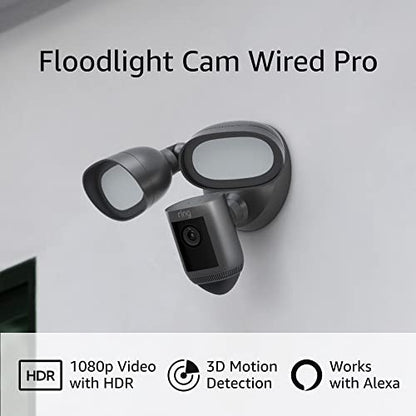 Introducing Ring Floodlight Cam Wired Pro with Bird’s Eye View and 3D Motion Detection, Graphite