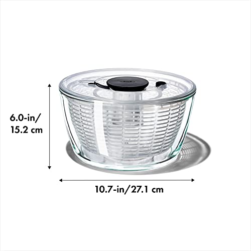 OXO Good Grips Glass Salad Spinner, Large/6.22 Quart, Clear