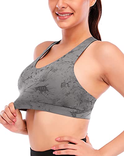 RUNNING GIRL Sports Bra for Women, Criss-Cross Back Padded Strappy Sports Bras Medium Support Yoga Bra with Removable Cups (2353D-Slate Gray, XS)