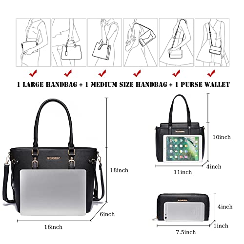 Montana West Purses and Handbags for Women Tote Purse and Wallet Set Shoulder Bag for Women 3pcs MWC3-C032WBK