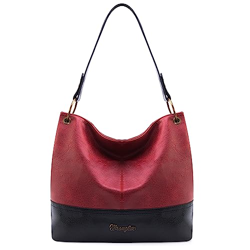 Wrangler Hobo Bags for Women Leather Tote Bag Shoulder Bag Top Handle Satchel Purses and Handbags WG20-918RD