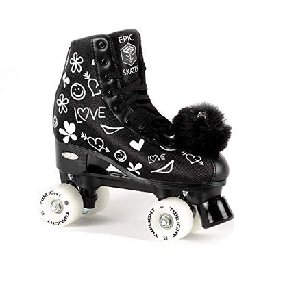 Epic Skates Luv Quad Roller Skates, Black/White, Ladies 9