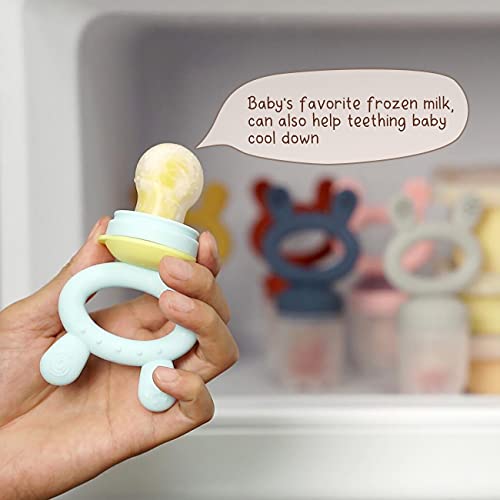 Haakaa Baby Fruit Food Feeder Pacifier | Breastmilk Popsicle Molds for Teething | Silicone Feeder and Teether for Baby Teething Relief & Infant Safely Self Feeding, BPA Free (Sky Blue)