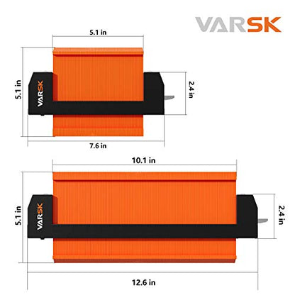 VARSK 5" & 10" Contour Gauge with Light 2 Pack Widen Shape Duplicator Profile Tool, Master Outline Measuring Plastic Ruler for Corners, Woodworking Templates, Tiles and Laminate