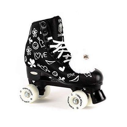 Epic Skates Womens Luv Quad Roller Skates, Black/White, Ladies 5