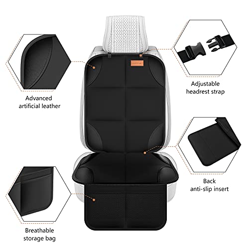 Car Seat Protector, Smart eLf 2Pack , Protect Child Seats with Thickest Padding and Non-Slip Backing Mesh Pockets for Baby and Pet