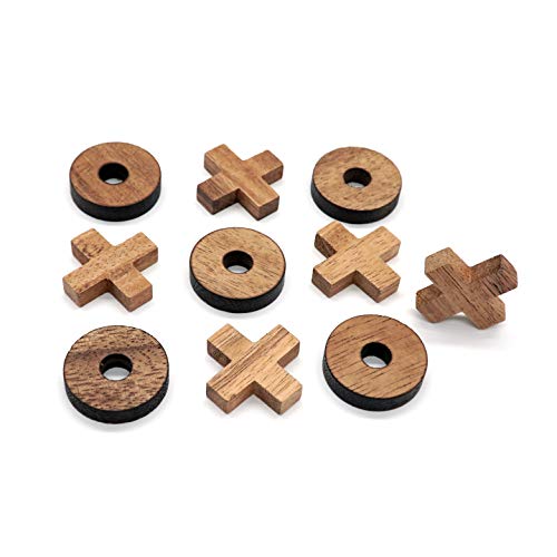 BSIRI Tic Tac Toe Wooden Board Games (Only X-O Pieces)- Unique Gifts, Fun Gifts for Kids and Adults and Use as Living Room Rustic Table Decor Ideal for Coffee Table Decor