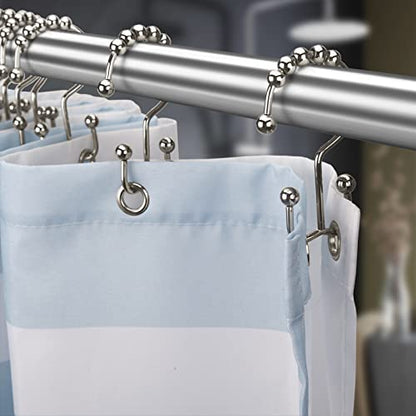 Titanker Shower Curtain Hooks, Shower Curtain Rings Rust Proof Metal Double Glide Shower Hooks Rings for Bathroom Shower Rods Curtains, Set of 12 Hooks - Nickel