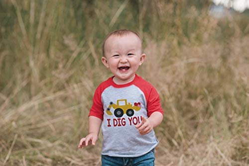 7 ate 9 Apparel Kid's I Dig You Construction Truck Valentine's Day Red Raglan Shirt 3T