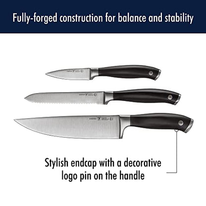 HENCKELS Forged Elite Razor-Sharp 3-Piece Kitchen Knife Set, Chef Knife, Paring Knife, Bread Knife, German Engineered Informed by 100+ Years of Mastery