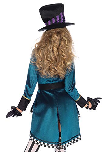 Leg Avenue Women's 4 Pc Delightful Mad Hatter Halloween Costume, Multicolor, 1X / 2X