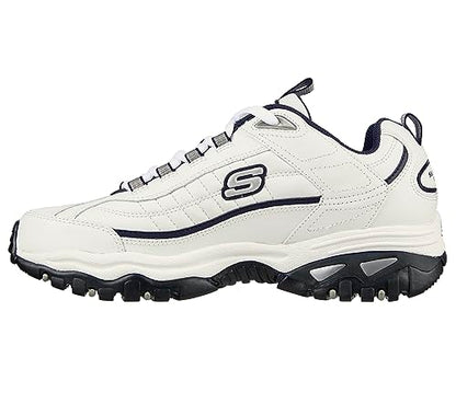 Skechers Men's Energy Afterburn Lace-Up Sneaker, White/Navy, 9