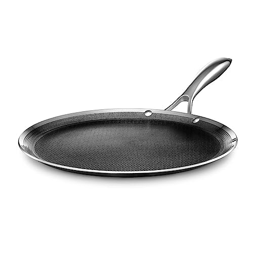 HexClad 12 Inch Hybrid Nonstick Griddle Pan, Dishwasher and Oven Friendly, Compatible with All Cooktops