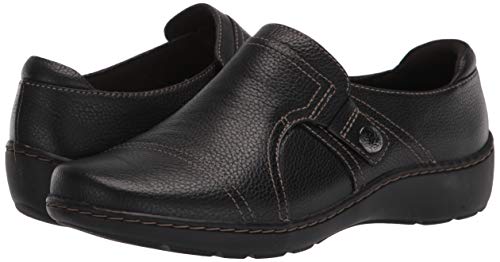 Clarks Women's Cora Poppy Loafer, Black Tumbled, 8.5