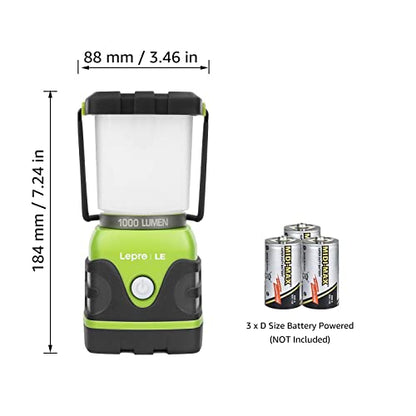 Lighting EVER 1000LM Battery Powered LED Camping Lantern, Waterproof Tent Light with 4 Light Modes, Camping Essentials, Portable Lantern Flashlight for Camping, Hurricane, Emergency, Hiking, Fishing