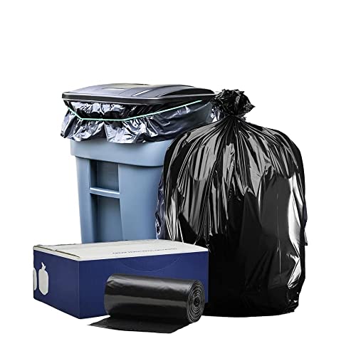 Plasticplace 95-96 Gallon Garbage Can Liners │ 1.2 Mil │ Black Heavy Duty Trash Bags │ Rolls │ 61” x 68” (15 Count)