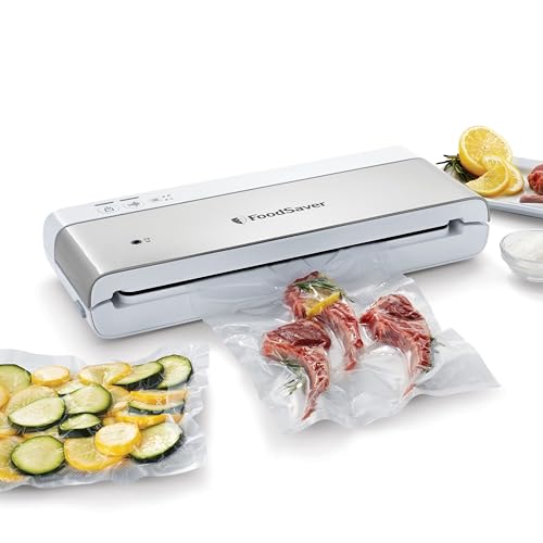 FoodSaver Compact Vacuum Sealer Machine with Sealer Bags and Roll for Airtight Food Storage and Sous Vide, White