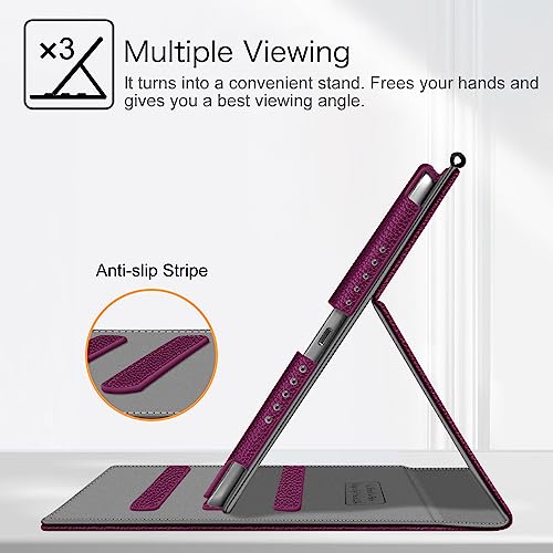 Fintie iPad 9.7 2018 2017 / iPad Air 2 / iPad Air Case - [Corner Protection] Multi-Angle Viewing Folio Cover w/Pocket, Auto Wake/Sleep for Apple iPad 6th / 5th Gen, iPad Air 1/2, Purple