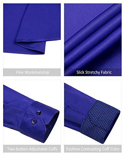 Alimens & Gentle Men's Long Sleeve Dress Shirts Wrinkle-Resistant Regular Fit Flex Button Down Shirt， Color: Flex-Royal Blue, Size: 6X-Large