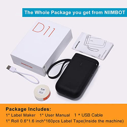 NIIMBOT Label Maker Machine D11 Label Printer Tape Included Portable Wireless Connection Multiple Templates Available for Phone Pad Easy to Use Office Home Organization USB Rechargeable