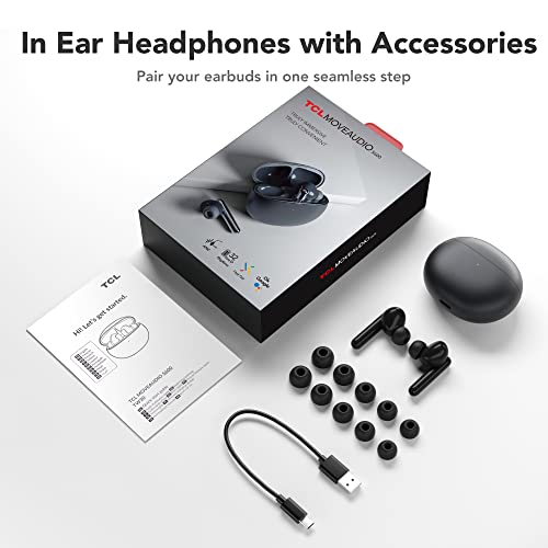 TCL S600 Wireless Earbuds with 6 Built-in Mics Dual Bluetooth Headphones Active Noise Cancellation Auriculares Inalámbricos IPX5 Waterproof Premium Deep Bass Headset 32H for Sports Work Gaming, Grey