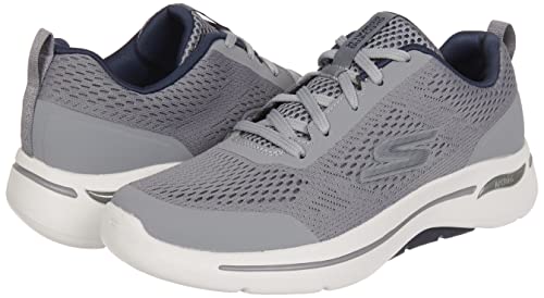 Skechers Men's Gowalk Arch Fit-Athletic Workout Walking Shoe with Air Cooled Foam Sneaker, Grey/Navy, 10.5