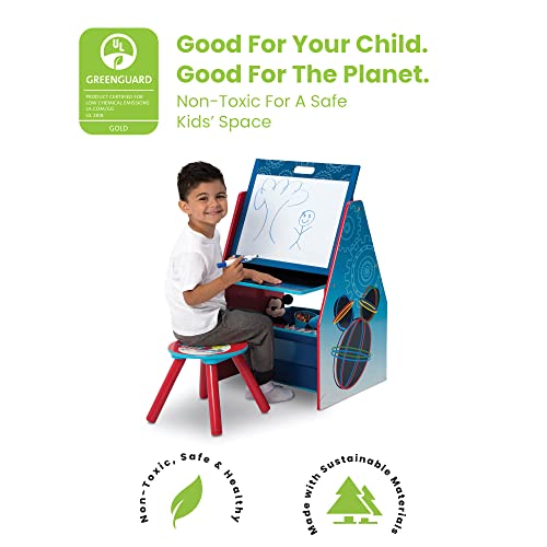 Delta Children Kids Easel and Play Station – Ideal for Arts & Crafts, Drawing, Homeschooling and More - Greenguard Gold Certified, Disney Mickey Mouse