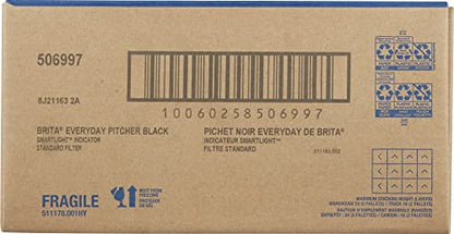 Brita Large Water Filter Pitcher for Tap and Drinking Water with SmartLight Filter Change Indicator + 1 Standard Filter, Lasts 2 Months, 10-Cup Capacity, Black