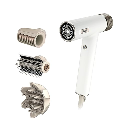 Shark HD332 SpeedStyle RapidGloss Finisher and High-Velocity Dryer with IQ Speed Styling and Drying Suite, Lightweight, Ionic, No Heat Damage, Best for Curly and Coily Hair, Silk