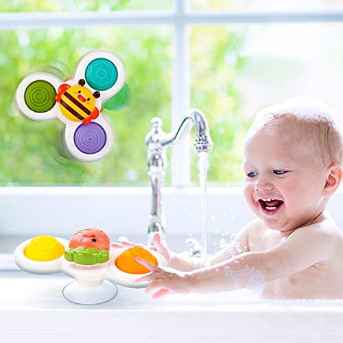 TOHIBEE Suction Cup Spinner Toys, Strong Bath Spinning Dimple Fidget Toy, Sensory Toys for Toddlers 1-3, Birthday 1-3 Year Old Girl Boy