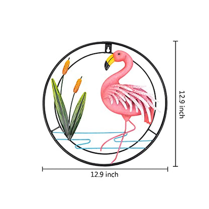 huangpai Metal Flamingo Wall Art, Porch Front Door Wall Decor, Room, Outdoor, Club, Bars, Front Door, Metal Hanging Wall Art Décor